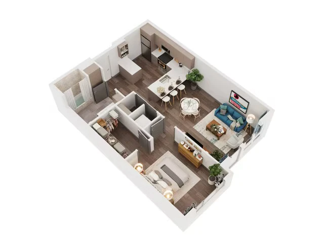 One Bedroom 1 218 floor plan